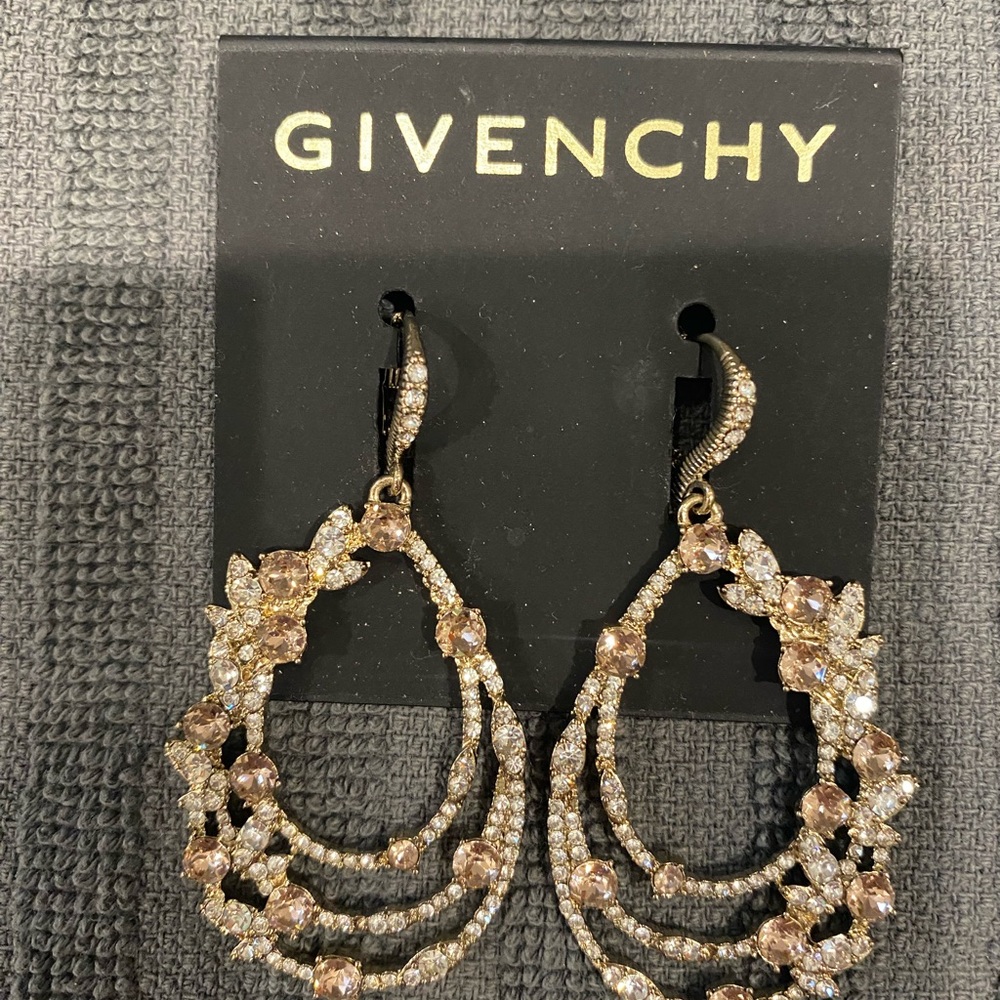 Givenchy Gold and Pink Crystal Earrings